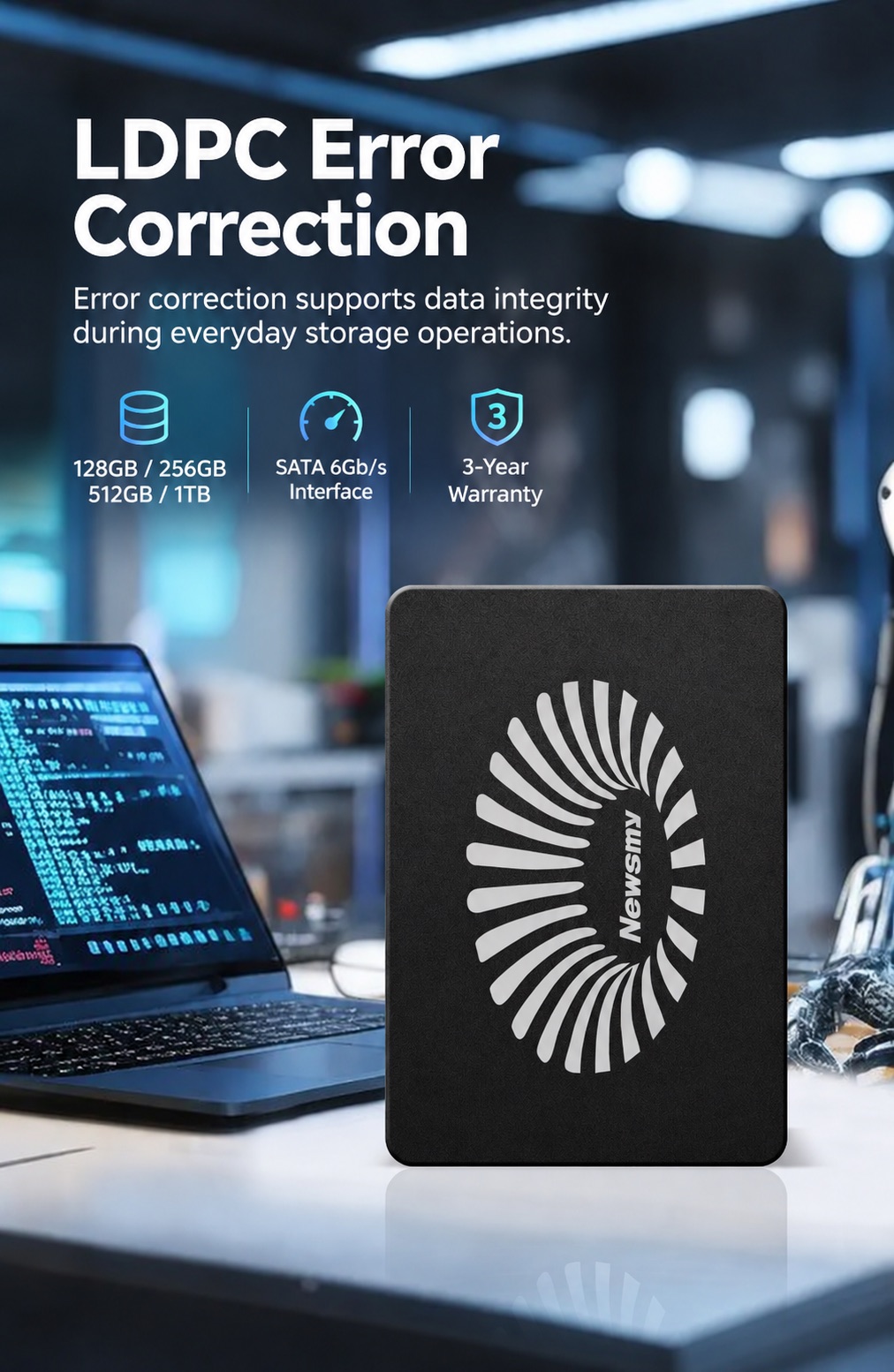 NEWSMY NM500 — LDPC error correction. Error correction supports data integrity during everyday storage operations.