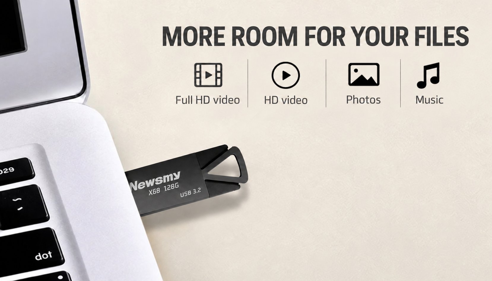 NEWSMY X68 — Storage for your media. Carry Full HD video, HD video, photos and music.